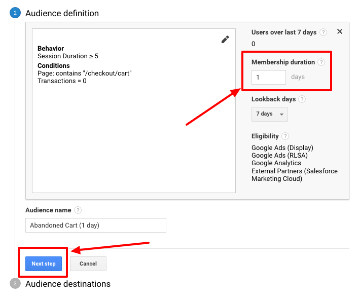 Audience Definition Membership Duration