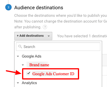 Adding Audience Destinations